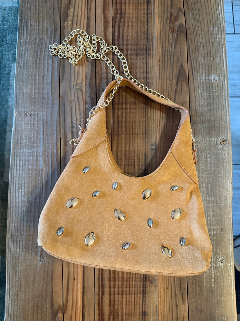 Universal Thread Tan Suede Circle-Handle Shoulder Bag with Chain Strap - Picture 7 of 7